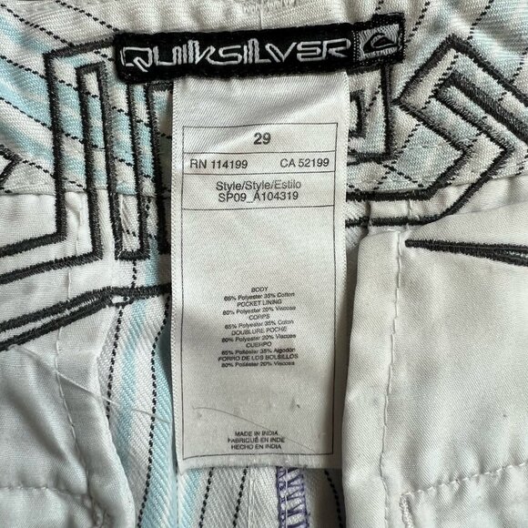 Y2K 00s Quiksilver Blue & White Plaid Shorts Embroidered Logo Surf Size 29 - Picture 3 of 7